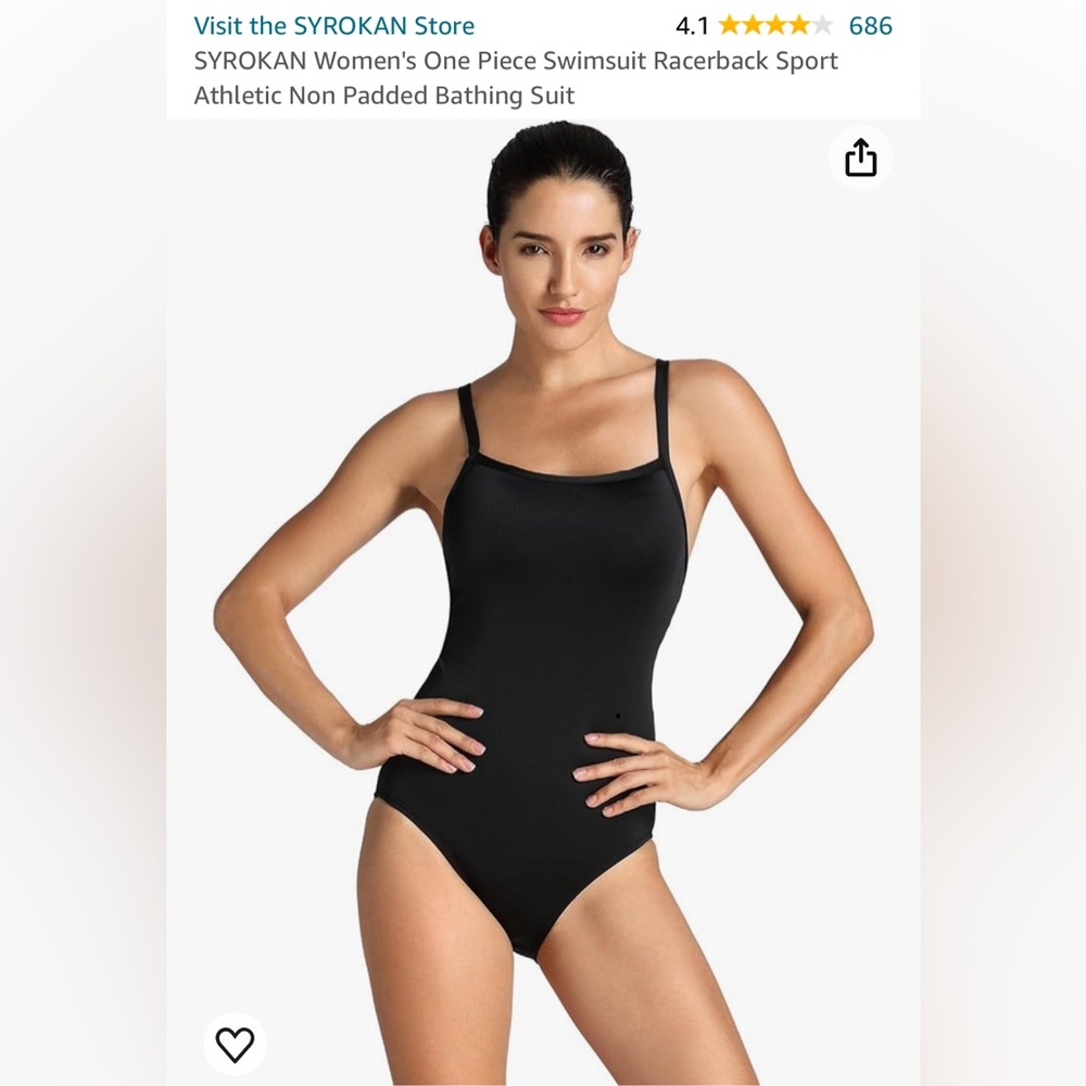 NEW Syrokan black one piece swimsuit women size 34